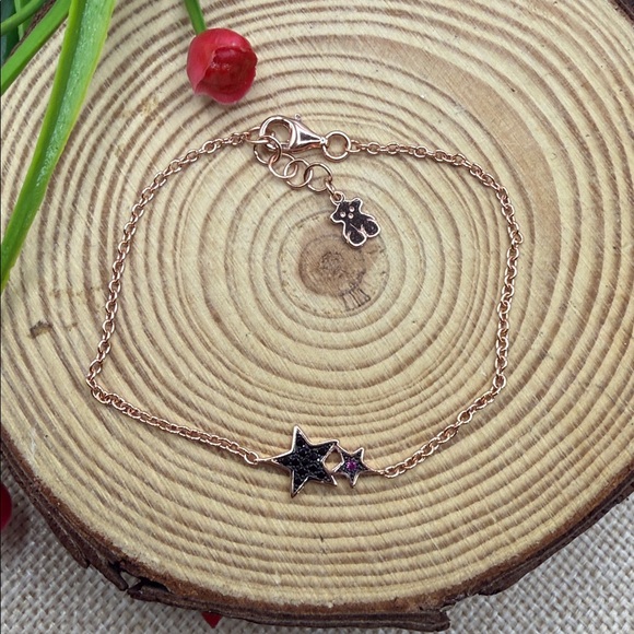 Black Star Pendant bracelet small hand gold rose 925 - Picture 5 of 5